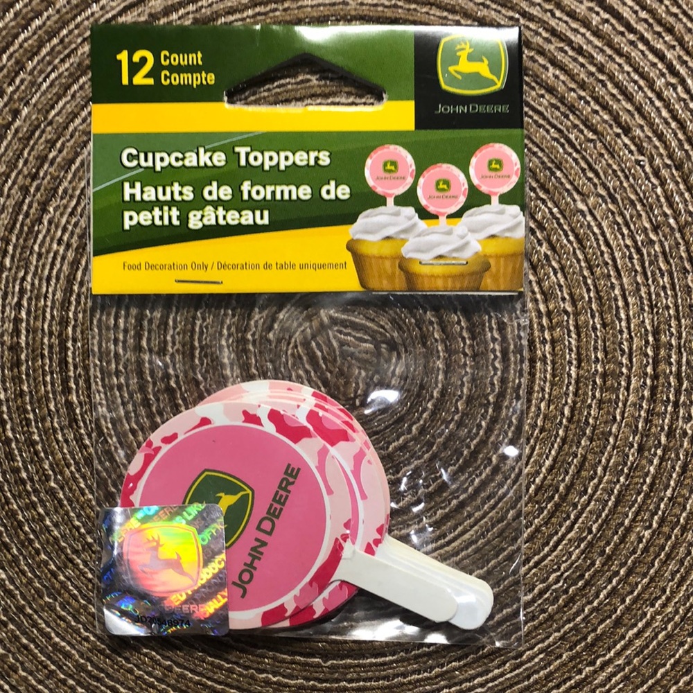 John Deere Pink Camo Cupcake Toppers